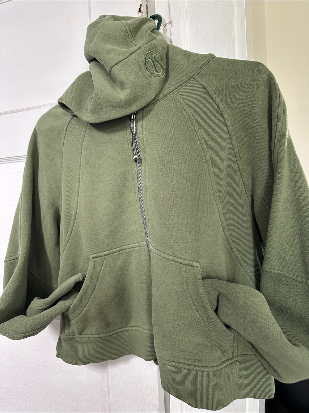Cropped Lululemon Olive Green Half-Zip Hoodie